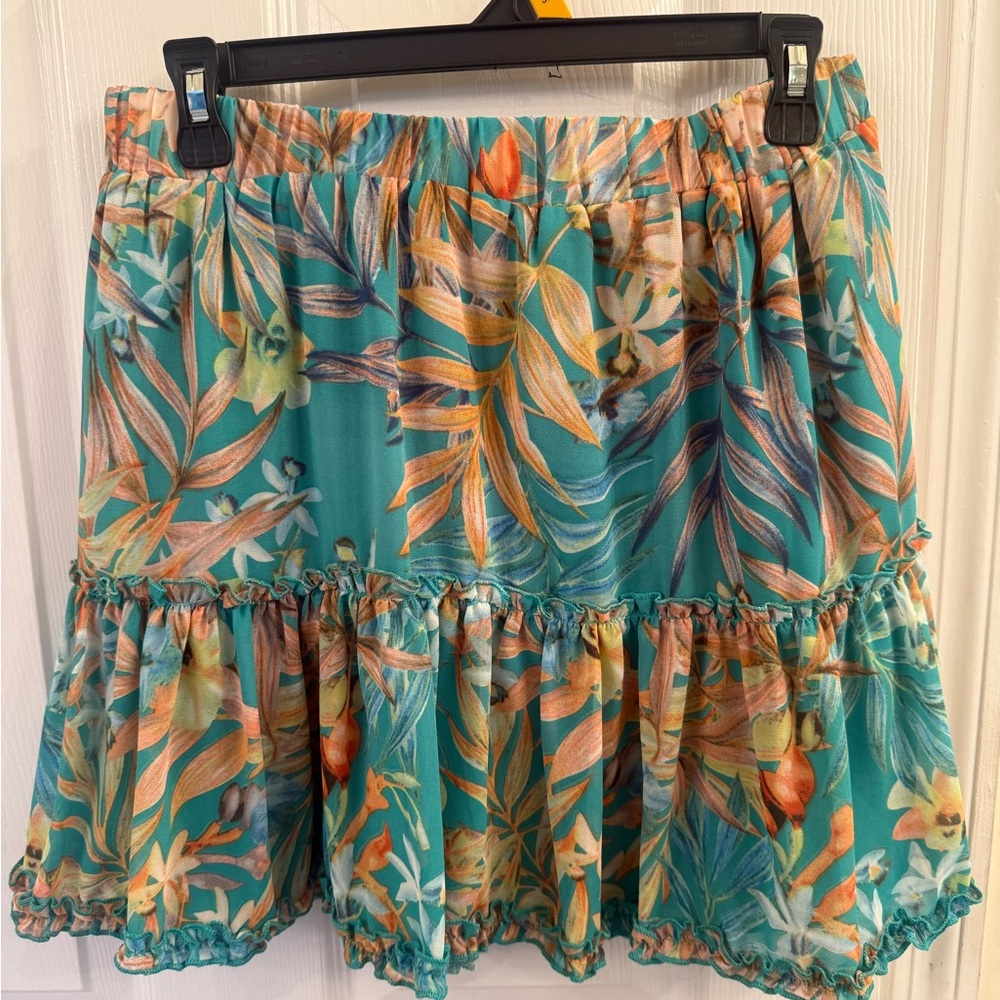 Luxxel Vibrant Tropical Print A-Line Skirt